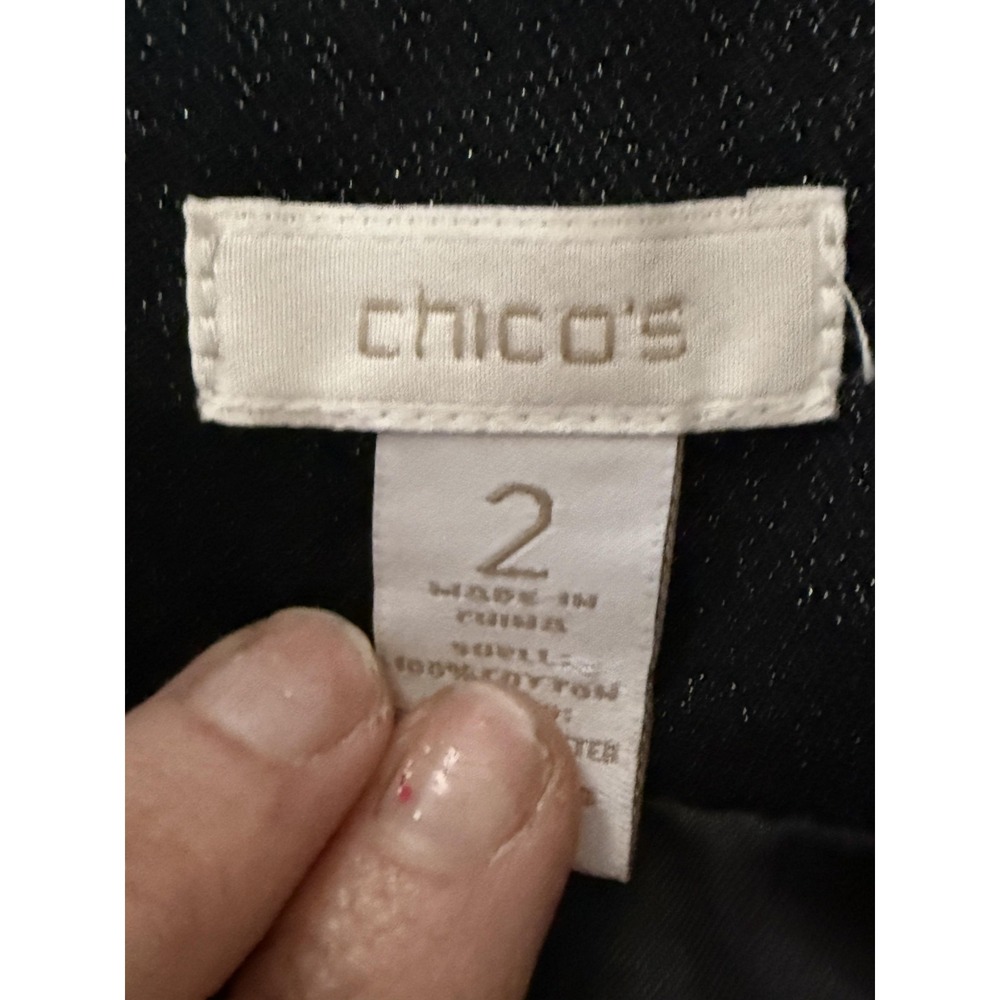 Chico's Jacket Womens 2 Black Beaded Sequin‎ Military Open Front Lined Party - Picture 14 of 15